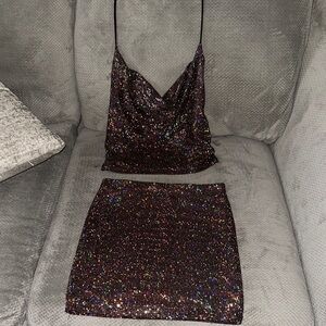 Sparkling Sequin Cami Top and Skirt Set